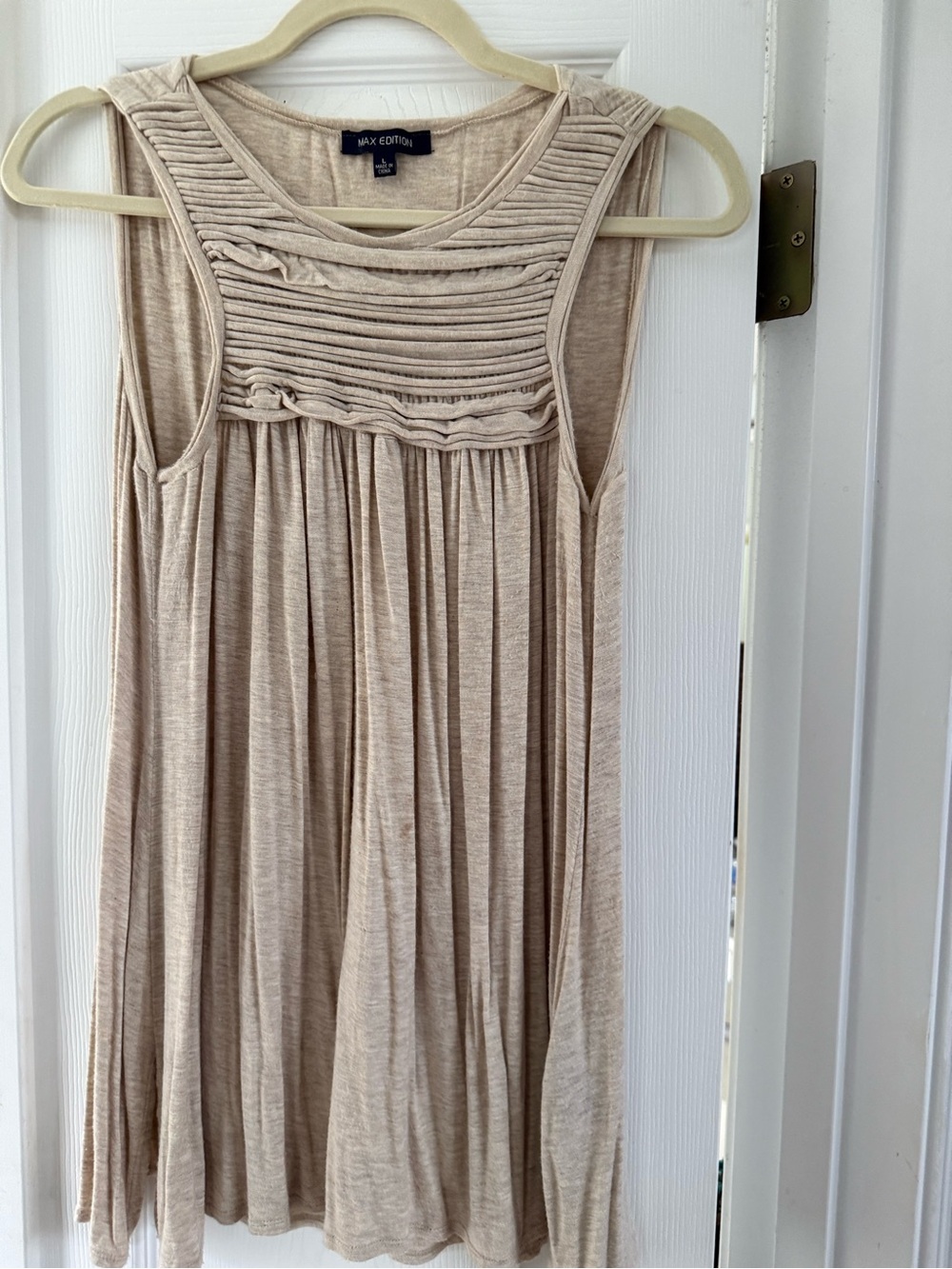 Max Edition Neutral Beige Pleated Front Tunic